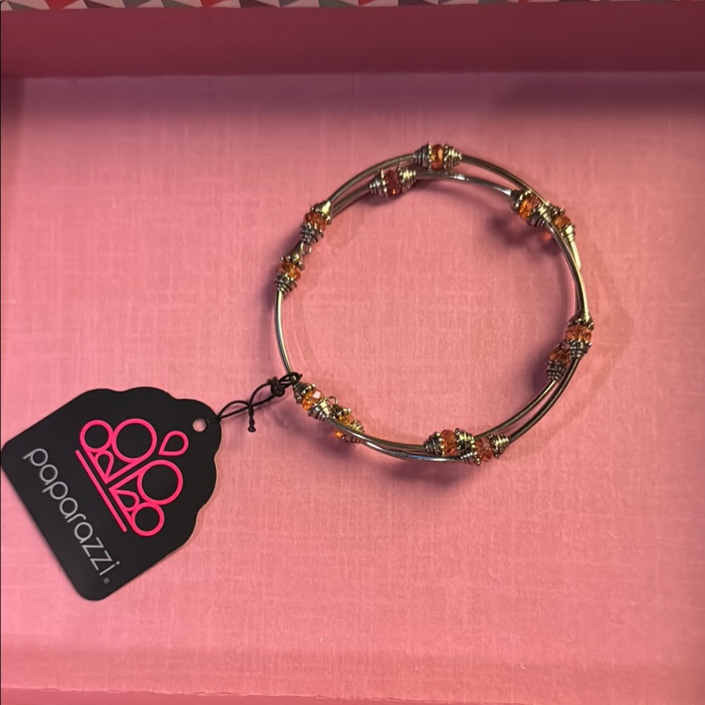 Paparazzi Silver and Orange Bracelet with Elegant Design